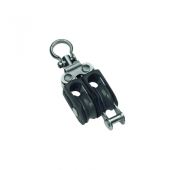 Barton N00231 - Double Swivel Block with Becket Size 0 20mm – Plain Bearing, 2x Ø20mm Sheaves, Max Rope 6mm