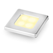 Hella Marine 2XT 980 581-771 - LED Enhanced Brightness Square Courtesy Lamp, Warm White, Chrome Plated Rim, 24V