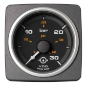 VDO A2C59501937 - Veratron 52mm (2-1/16") AcquaLink Transmission Oil Pressure 30 Bar/440 PSI - Black Dial & Bezel