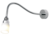 Prebit 70350007 - LED Flexible Light 04HV, 500mm, Matt Chrome, Warm White, White Glass, 90-264 V AC, Max. 3 W, With Dimmer