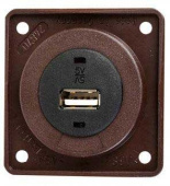 Berker USB Charging Socket 12V - USB A, Brown Matt