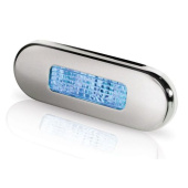 Hella Marine 2XT 959 680-631 - Blue LED Oblong Step Lamp, 10-33V DC, Satin Stainless Steel Rim