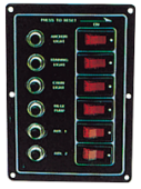 Allpa Aluminum Circuit Panel, 12v, 165x115mm, 6-Position (Lighted) & Automatic Fuses