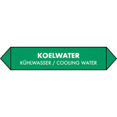 Marine Cooling Water Pipe Identification Sticker, Dutch, German & English, Soft PVC, 150×30 mm