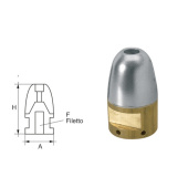 E. Polipodio RI008 Riva Shaft Nut Zinc Anode with Bronze Ogive Ø40 mm, Thread 26x2