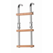 Vetus SLFM3 - Folding Stainless Folding Boarding Ladder 3 Mahogany Steps 560mm