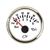 Oil Pressure Gauge - White Dial, Chromium Bezel, 0 - 5 Bar