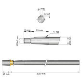 Vetus SA40/2000 - Stainless Steel Shaft with Cap Nut L=2000mm, Ø40mm