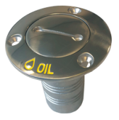 Allpa Stainless Steel Deck Entries 'Oil', Hose Connection Ø38mm, Flange Ø76mm, 0° Model