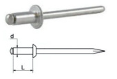 Euromarine Aluminium/Aluminium Flat Head Open Blind Rivets Ø3.2–5 mm, 8–20 mm