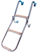 Allpa Stainless Steel Bathing Ladder, 3-Steps (Wood), Dims. Unfolded 270x860mm, Tube Ø20mm