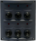 Allpa Plastic Circuit Panel, 12v, 110x124mm, 6-Position, 15a Fuses, With Label Set, Black