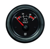 Vetus VLT24B - Voltmeter, Black, 24V (20-32 V), Cut-out Size Ø 52 mm
