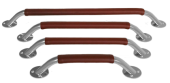 Allpa Stainless Steel Grab Rails with Brandy-Coloured Leather Cover, Oval 24 x 20 mm, 280–430 mm Hole Centre Distance
