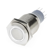 Hollex Push Button AISI 12V On/Off LED White