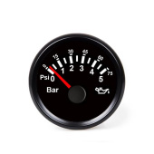 Hollex Oil Pressure Gauges 0–5 / 0–10 Bar, 9–32V, Ø59 mm, IP67