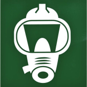 Marine Escape Mask Location Identification Sticker, Luminescent Soft PVC, Green & White