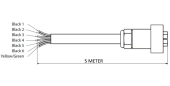 Vetus ECG5/6 - Electric Gear Cable, 6 Wires, 5 meter