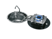 Allpa Stainless Steel Sink 300x180mm With Foldable Stainless Steel Stove + Cover + Tap + 488034