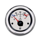 Vetus TEMPW - Water Temperature Gauge, White, 12/24V (40-120°C), Cut-out Size Ø 52 mm (excl. Sensor)
