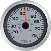 Veethree 70611SSFE - Argent Pro Speedo Meter 75 Knots