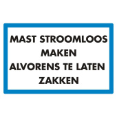 Marine Disconnect Mast Power Before Lowering Safety Sticker, Dutch, Soft PVC, 150×100 mm