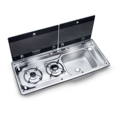 Dometic MO 9722R Two-burner Hob And Sink Combination With Glass Lid, 760 X 325 mm