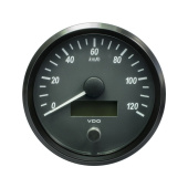 VDO A2C3832860032 - SingleViu Speedometer 120 Km/h Black 100mm Amber Lighted w/ Red Pointer