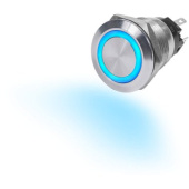 Blue Sea Push Button Stainless Steel Blue LED Off-(On) - 10A