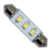 Hollex LED Festoon 10-30V 0.5W Warm White 3 LEDs 42mm