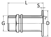 Osculati Brass All-Thread Skin Fitting with Flat Head, 3/8" to 2"