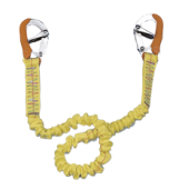 Allpa Elastic Life Line With 2 Stainless Steel Snap Hooks For Safety Harness, L=1000-1900mm, Yellow