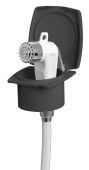 Osculati New Edge Black Door Boat Shower with Boris Chromed Shower Head 88x95 mm with Net PVC Hose 4 meter - 15.248.57