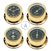 Autonautic SE72D - Minor Ships Clock Set Gold Brass Black Dial 72mm
