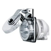 Hubbell HBL332SSX Round Hull Inlet, 32A 230V AC, 50 Cycles, International, Screw Terminal, Stainless Steel