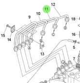 Nanni Diesel 970302819 - Fuel Injection Line for Cylinder 3 on 3.100HE, 4.150HE, and N4.38 Engines