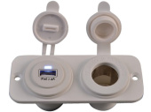Talamex Double Flush Frame White With USB 2.4A & STD Socket