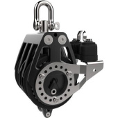 Lewmar 29901830BK - Racing Triple Block with Ratchet, Becket and Cleat - 80 mm