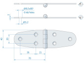 Flat Hinge Stainless Steel ROCA 140 x 40mm Top Pin