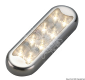 Osculati 12/24V IP65/IP67 Bimini Overhead LED Light 102x33x11 mm Stainless Steel, Flat Mount - 13.525.01