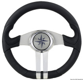 Osculati 45.158.30 - Baltic Black Steering Wheel Silver/Chrome Spokes