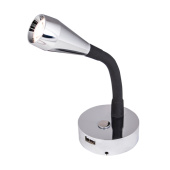Båtsystem SX1CBUSB - Leia Reading Light SX1 Chrome/Black with USB