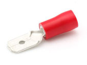 Male Spade Connector - Red, 6.3 x 0.8 mm, 100 pcs