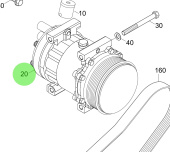 Steyr 2205628-G - 24 V Air Conditioning Compressor Assembly for M160068 Engines