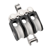Barton N10311 - Triple Fixed Eye Block with Becket Size 0 20mm – Ball Bearing, 3x Ø20mm Sheaves, Max Rope 6mm