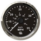 Osculati 27.326.09 - Pitot Speedometer 0–55 MPH, Black Dial & Glossy Bezel, Ø96 mm