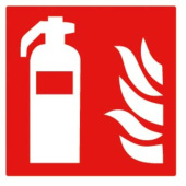 Marine Fire Extinguisher Location Sticker with Flame Pictogram, Soft PVC, 100×100 mm
