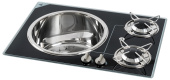 Osculati 50.100.69 - Crystal glass worktop + Stainless Steel sink 2 x 1750 W