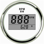 Hollex RPM/Hour Meter Digital White/Stainless Steel 9-32V