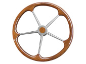 Savoretti T8 Steering Wheel Stainless Steel and Teak